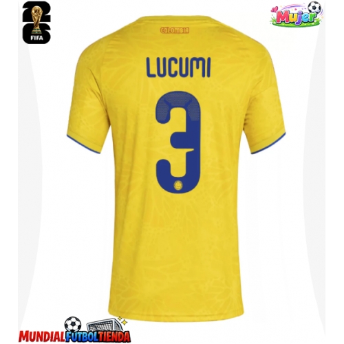 Camiseta Colombia Jhon Lucumi #3 Primera Equipación Replica Mundial 2026 para mujer mangas cortas